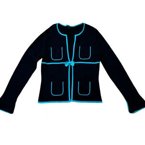 BCBGMaxAzria Cardigan Twee Black Blue Size Large